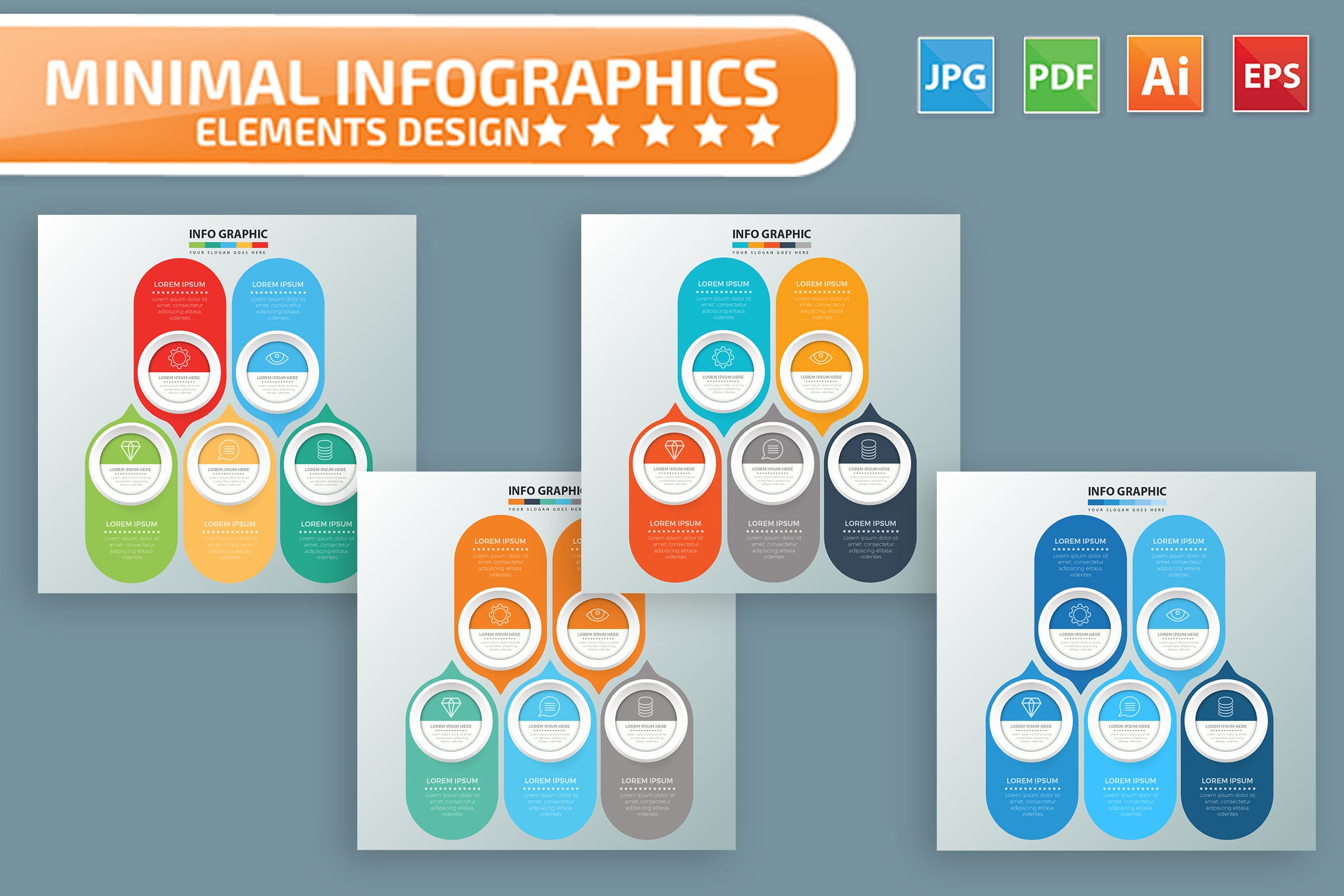 要点说明/重要特征信息图表矢量图形素材库精选素材v6 Infographic Elements Design插图