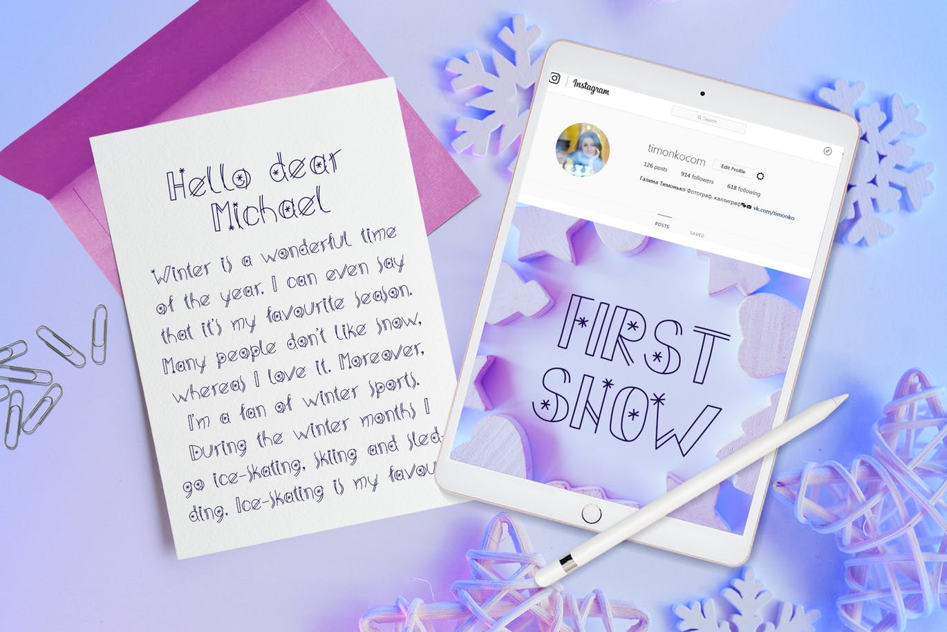 圣诞节字体设计斯堪的纳维亚hygge风格英文涂鸦字体 Happy Xmas Hand Drawn Font插图(4)