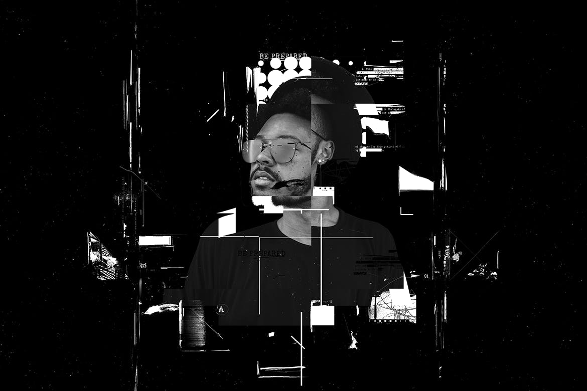 照片转损坏错位故障特效PS动作 Photocopy Glitch Poster Photoshop Action插图(3)