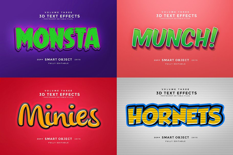 超酷3D立体文本特效PS字体样式v3 3D Text Effects Vol.3插图(2)
