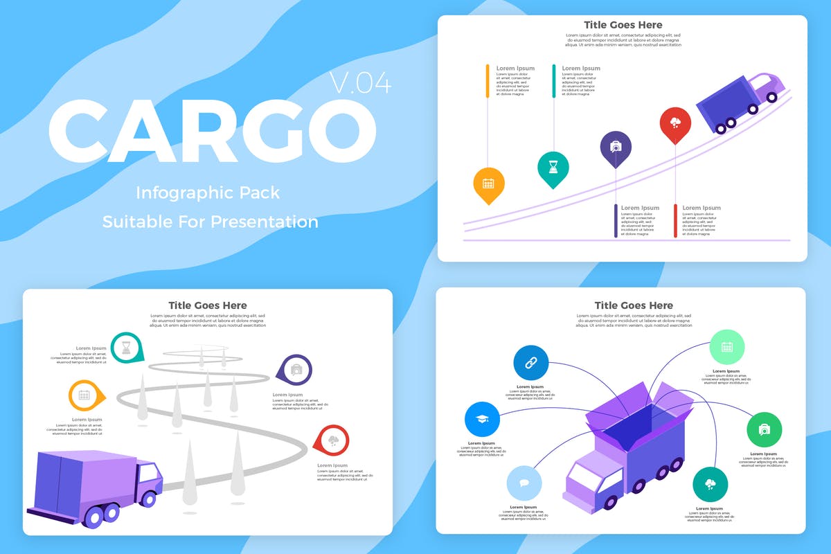 物流服务企业货车运输概念插画信息图表矢量素材v4 Cargo v4 – Infographic插图