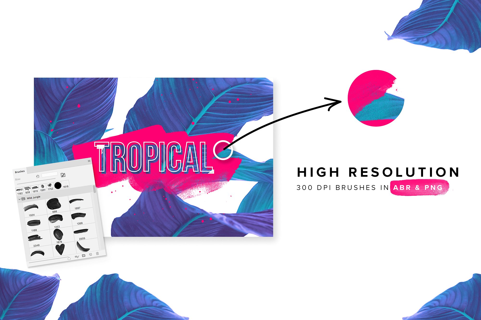 100款高分辨率画笔PS笔刷 Wild Jungle – Brush Collection插图(3)