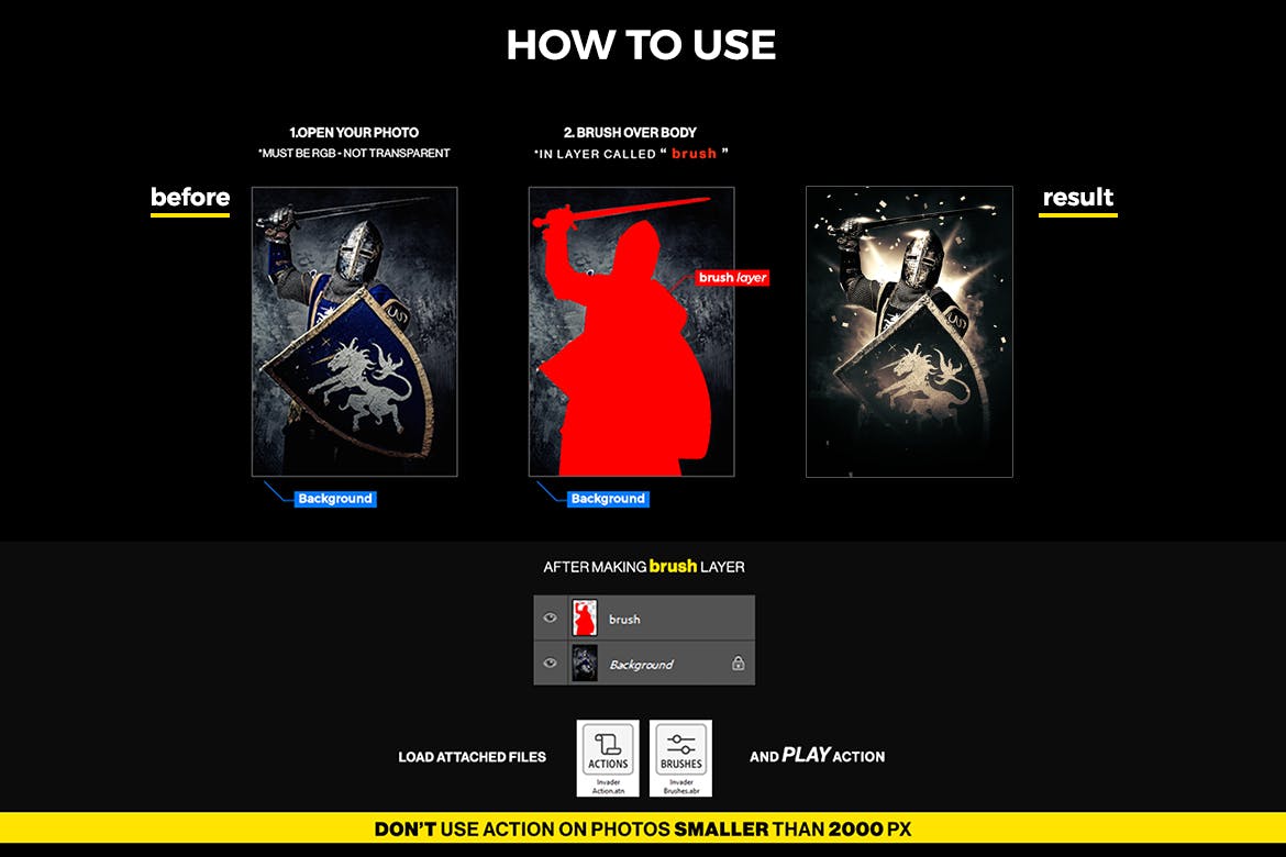 厚重艺术效果生成烟雾灯光云彩PS动作 Invader Photoshop Action插图(1)