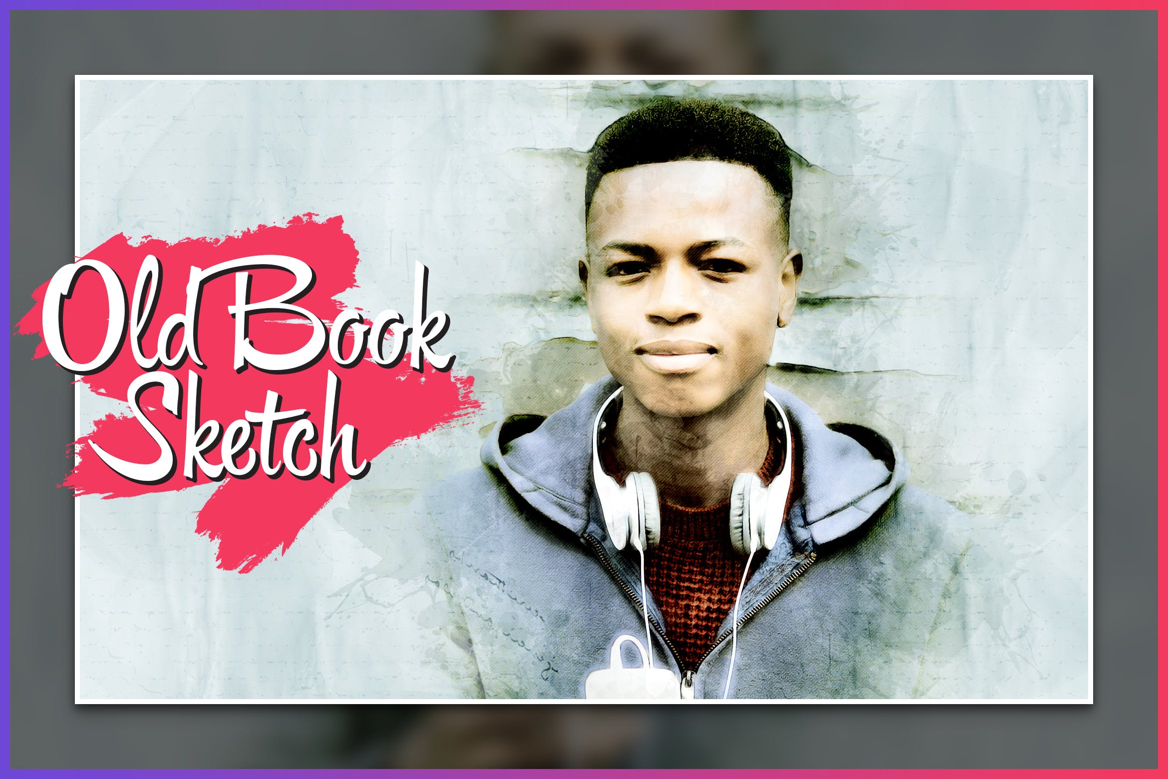 旧书素描插画特效PS动作 Old Book Sketch Photoshop Action CS3+插图