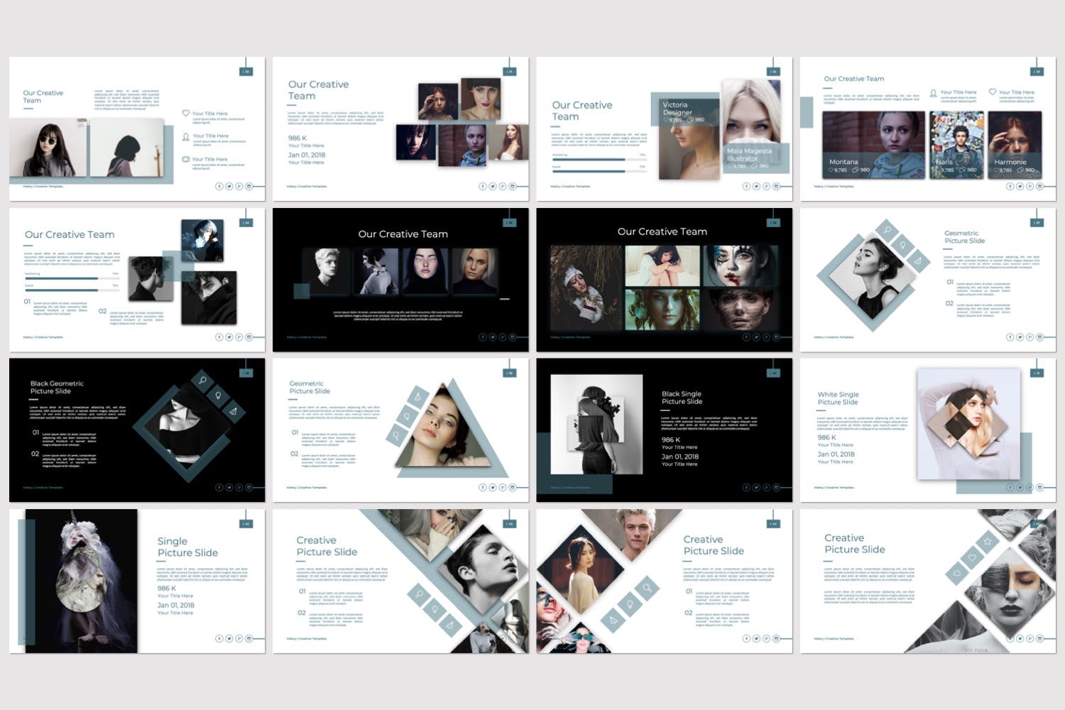 超现代独特设计多功能PPT演示模板 Vallery Powerpoint插图(2)