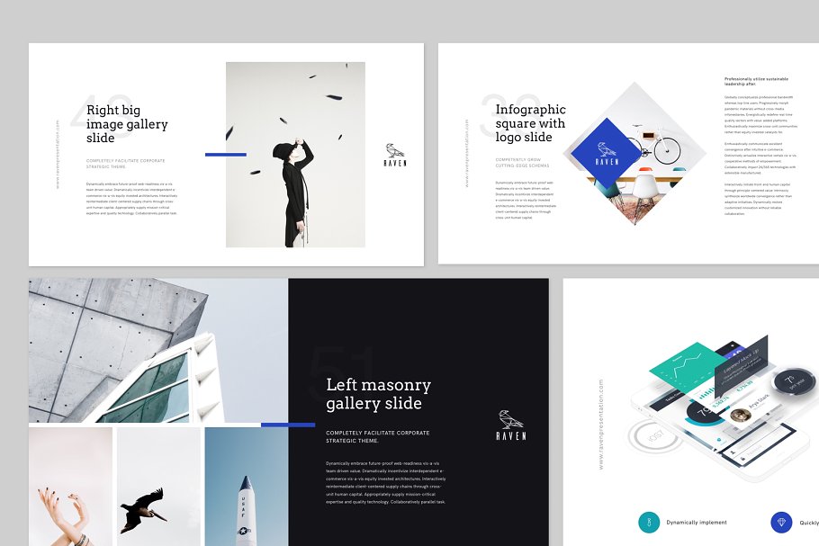 125+页创意 Keynote 幻灯片模板（内含450枚图标+50个信息图表） RAVEN Keynote Presentation Template插图(1)