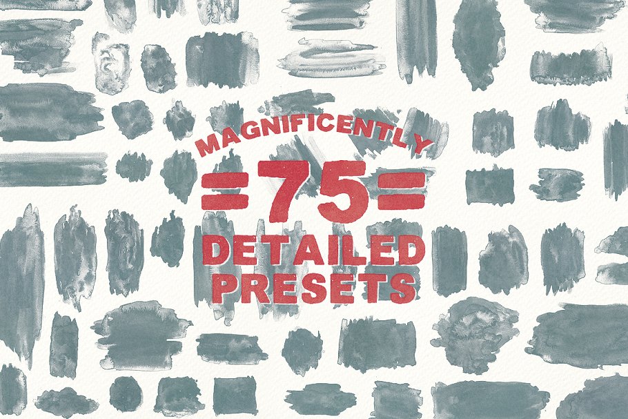 75款水彩笔画PS笔刷 75 Watercolor Brushes – Vol.2插图(1)