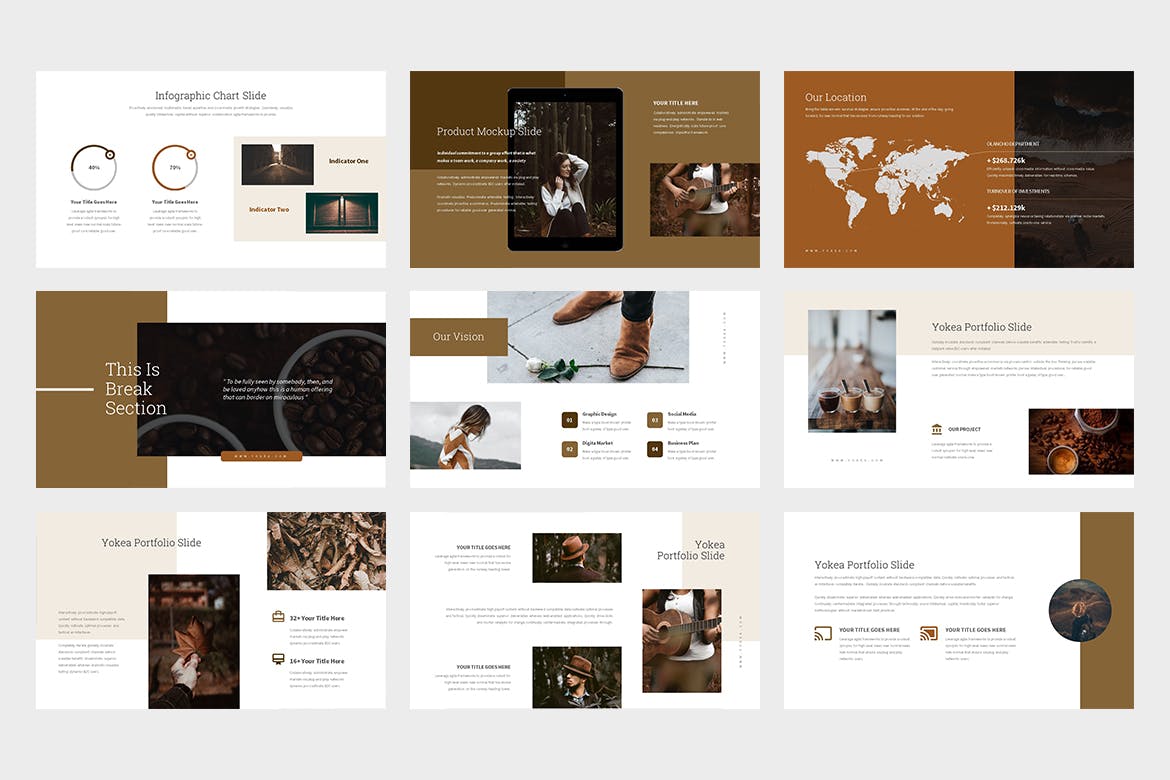 棕色色调Lookbook目录素材库精选谷歌演示模板 Yokea : Brown Color Tone Lookbook Google Slides插图(8)