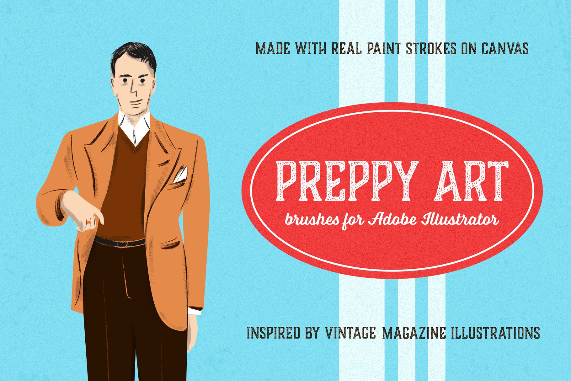 59个高品质AI插画艺术创作笔刷 Preppy Art Brushes for Illustrator插图