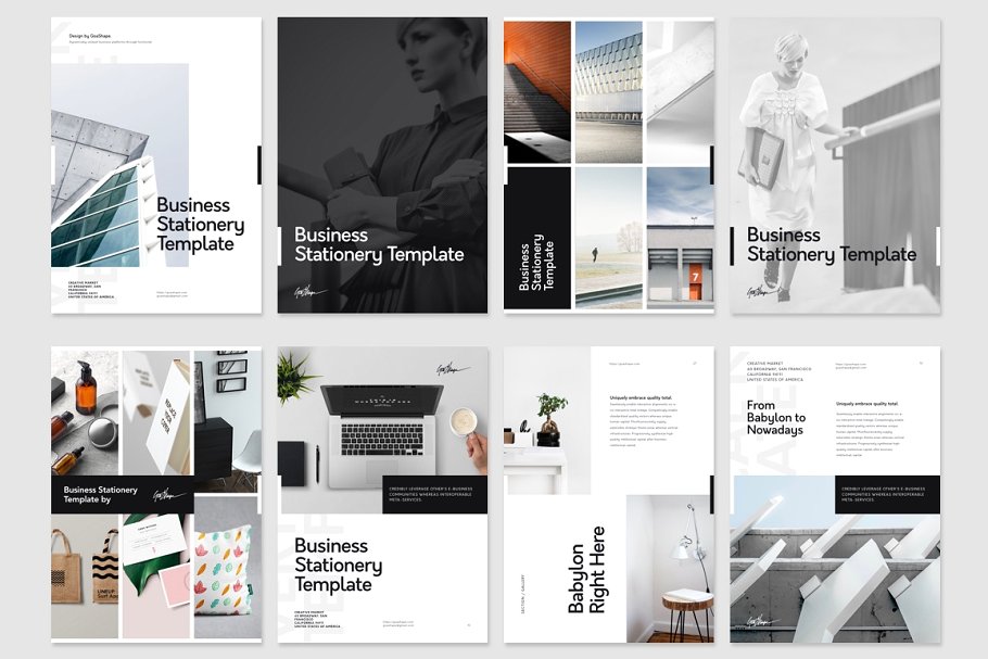 办公场景展示 Keynote 幻灯片模板 Keynote Vertical Stationery Template插图(2)