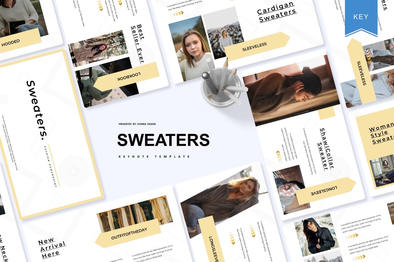 服装品牌新品目录介绍素材库精选Keynote模板 Sweaters | Keynote Template插图