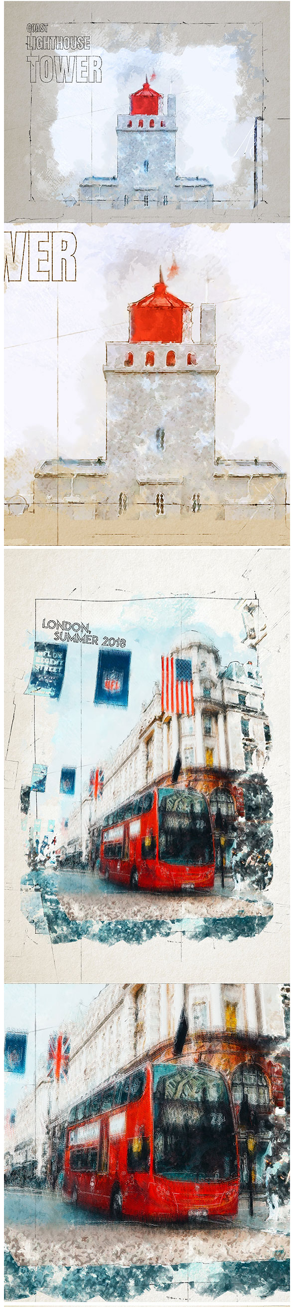 独特的水彩风格处理的PS动作下载 Unique Photoshop Action [atn]插图(2)