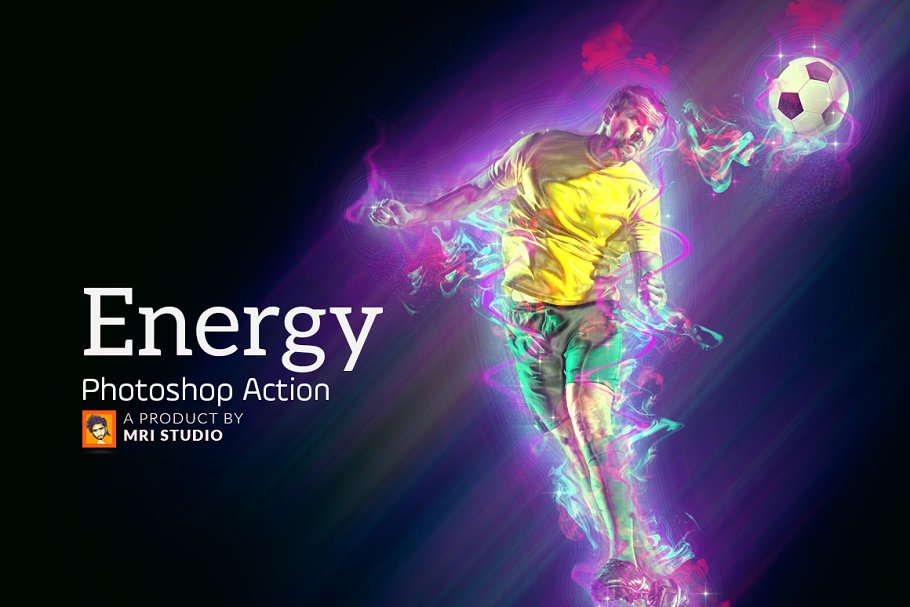 运动能量彩墨特效Photoshop动作 Energy Photoshop Action插图(1)