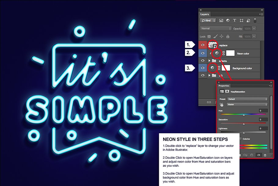潮流霓虹灯效果PS图层样式 POP NEON STYLE插图(4)