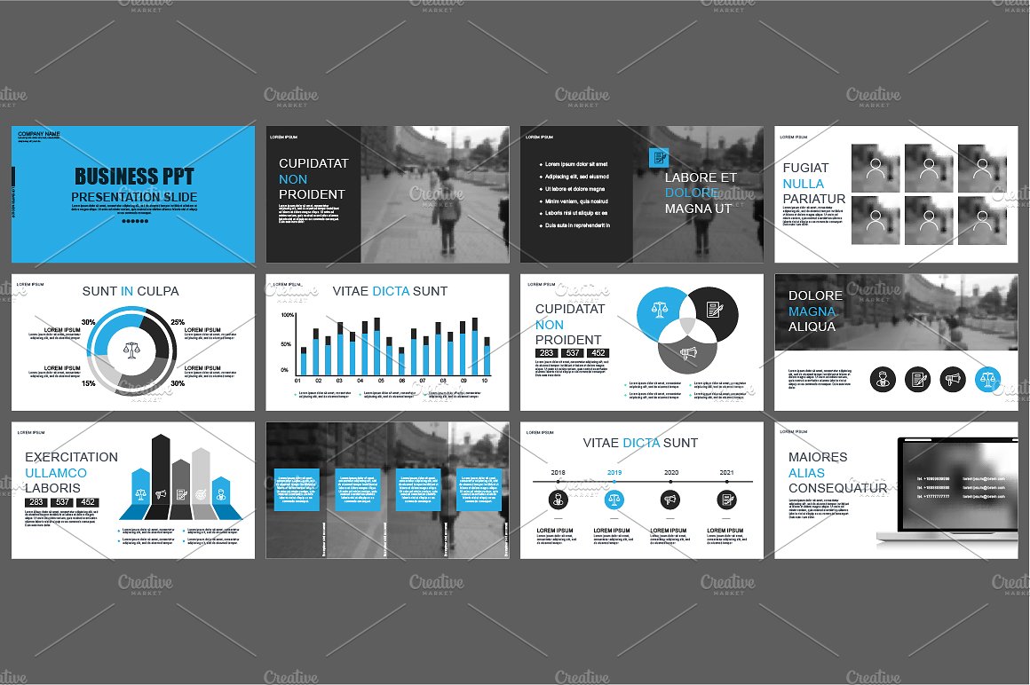 白色背景信息图形幻灯片模板合集 Powerpoint Presentation Templates插图(5)