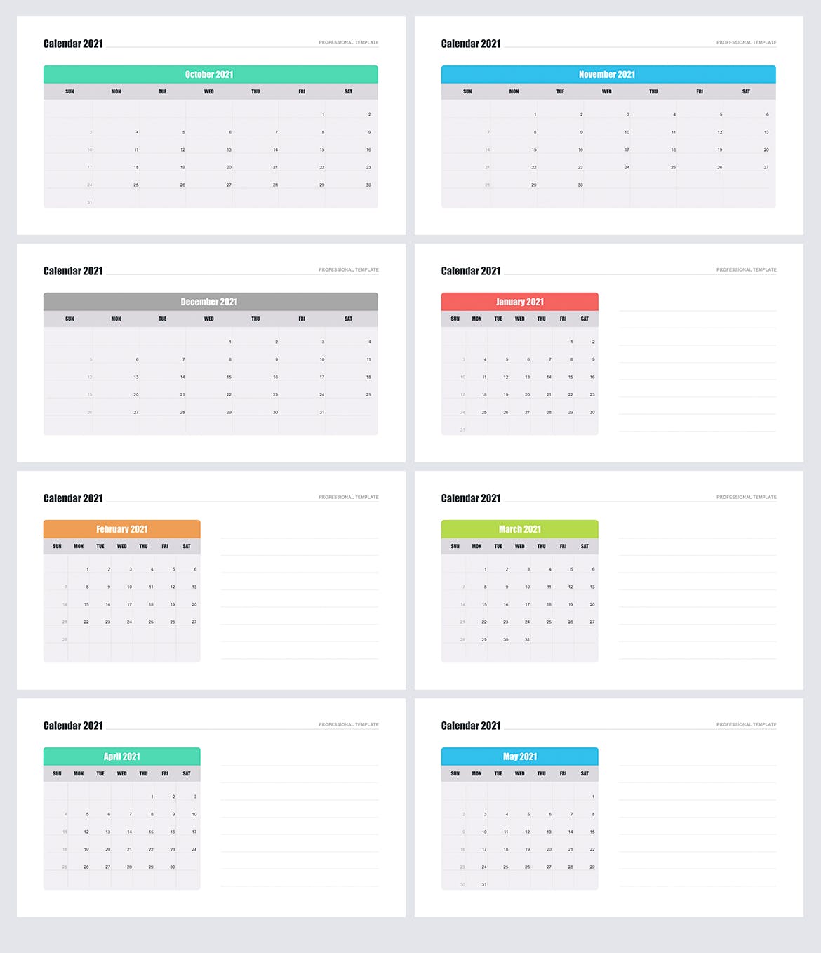 2021年年历设计Keynote幻灯片模板 Calendar 2021 for Keynote插图(3)