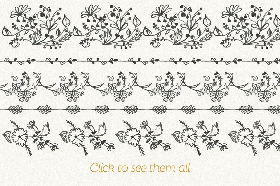 100款水彩手绘图案AI笔刷 Watercolor vector pattern brushes插图(2)