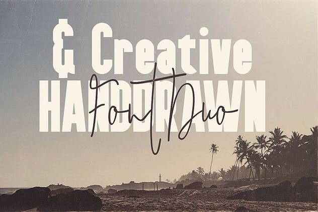 二重奏字体：手写草书书法+粗体无衬线英文字体 Mindset Font Duo插图(1)