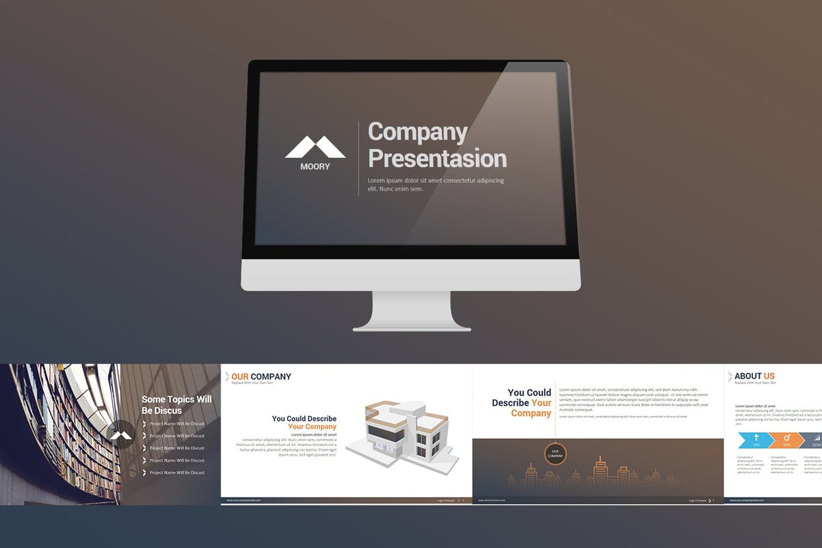 企业和商业宣传Keynote幻灯片模板 Moory Company Keynote Templates插图