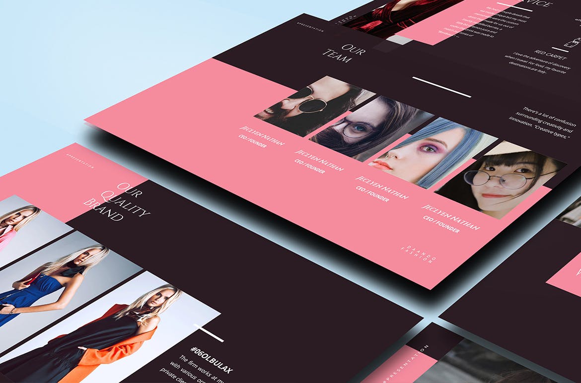 酷黑风格时尚行业适用PPT幻灯片模板素材 Daando Black Fashion Powerpoint插图(2)