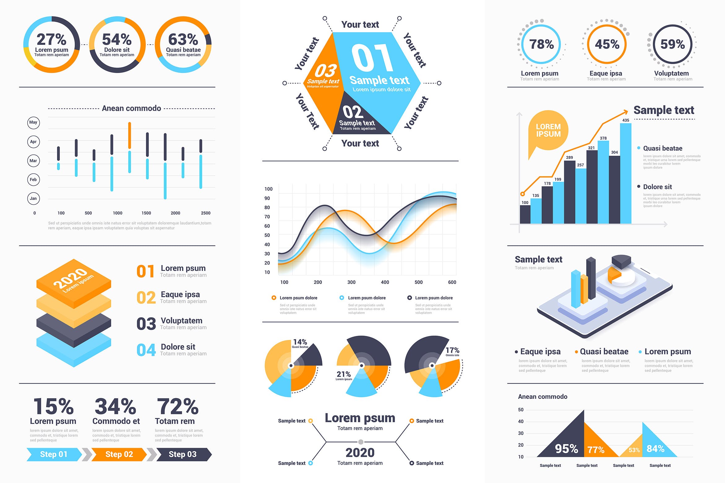 现代设计风格数据信息图表矢量图形素材库精选素材包v1 Modern Infographics design collection插图