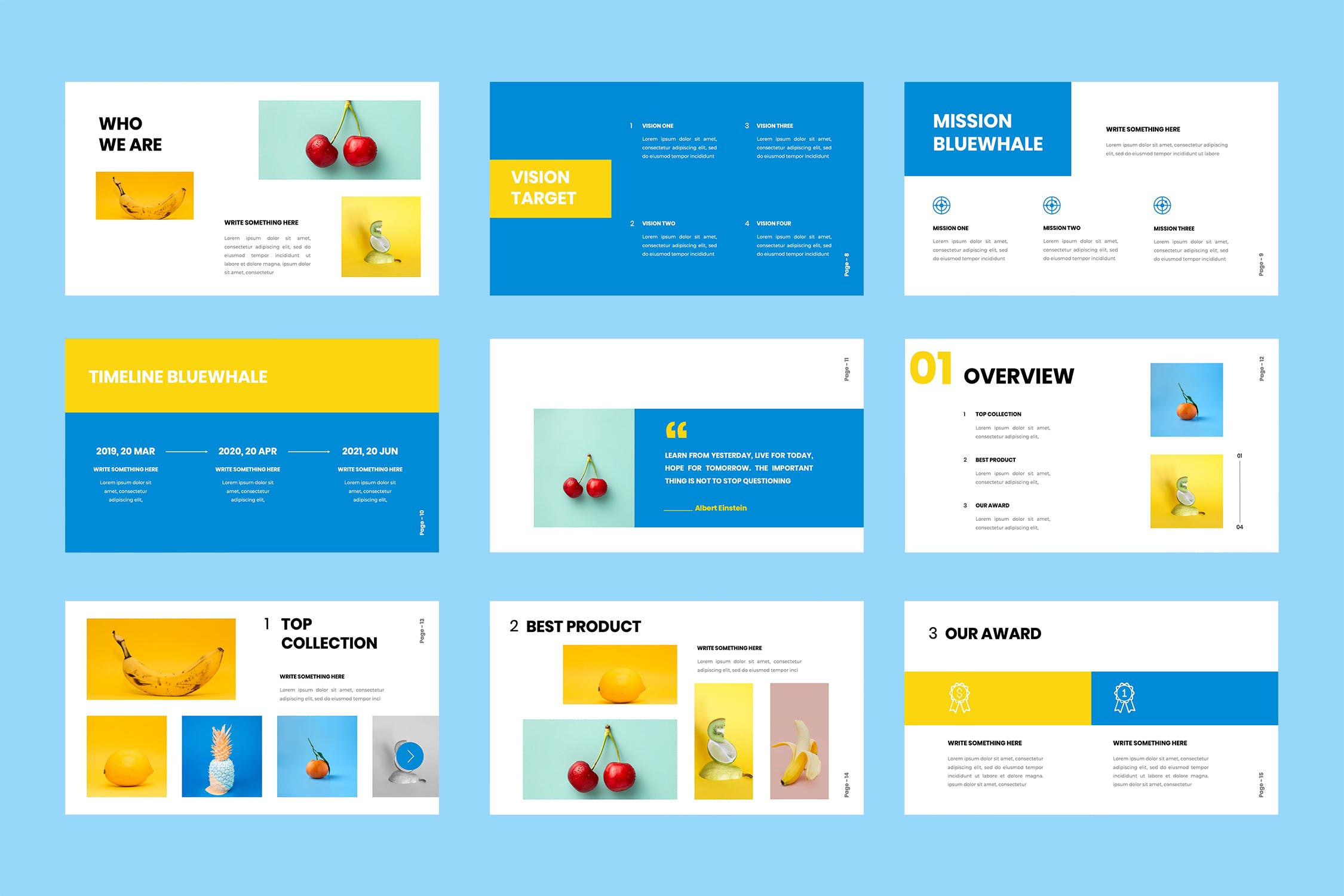 黄蓝配色简约风格多功能Google演示模板素材库精选 Bluewhale – Google Slide Presentation插图(2)