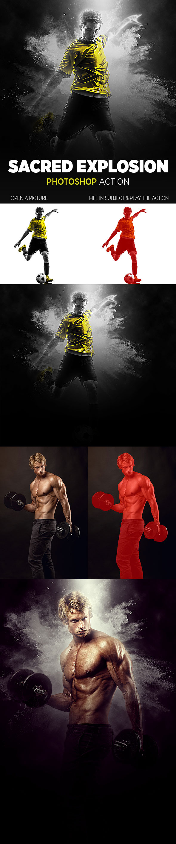 帅气粉末爆炸效果的PS动作 Sacred Explosion Photoshop Action [atn]插图