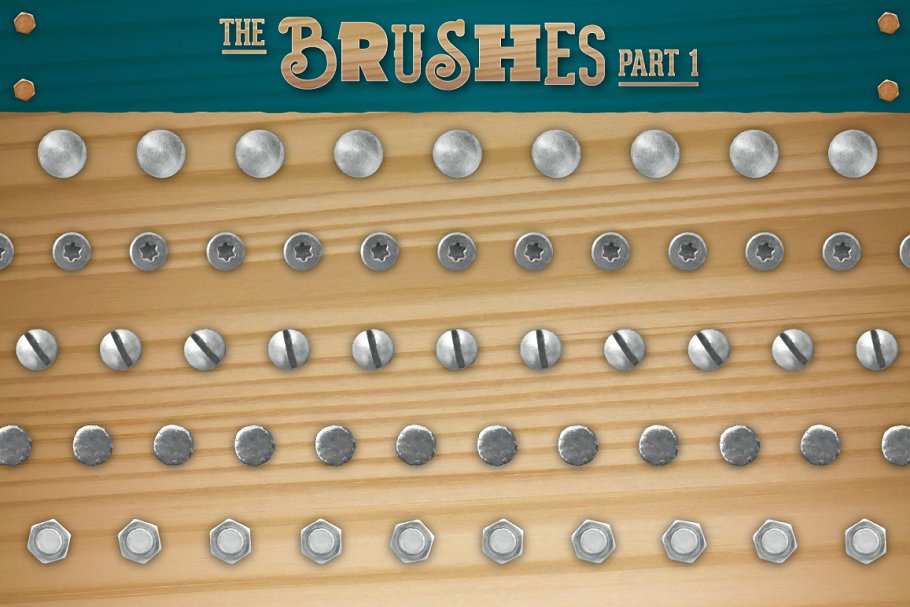 螺栓、螺钉、铆钉和钉子图形AI笔刷 Bolt, Screw, Rivet & Nail Brushes插图(1)