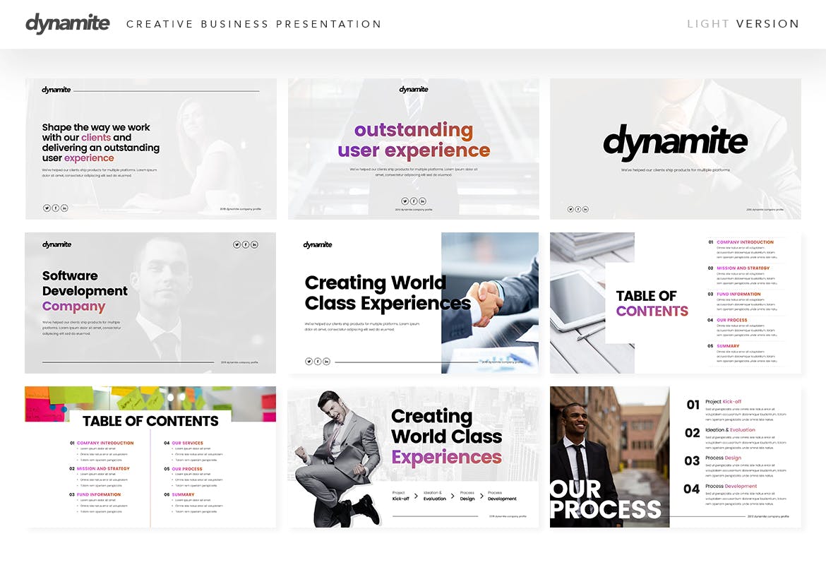 高逼格创意设计公司适用Keynote演示文稿模板 Dynamite – Creative Keynote Presentation插图(4)