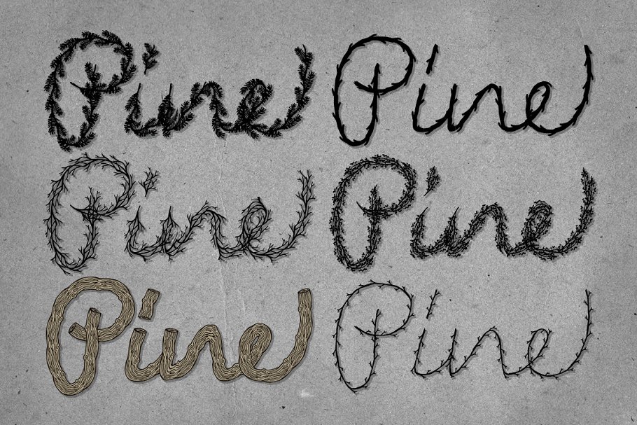 嫩枝树枝插画AI笔刷 Twig & Pine Illustrator Brushes插图(1)