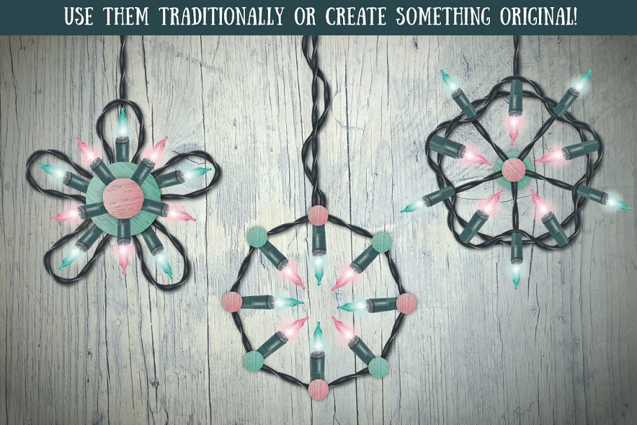 彩色小灯彩灯图案AI笔刷 Fairy Light Brushes插图(4)