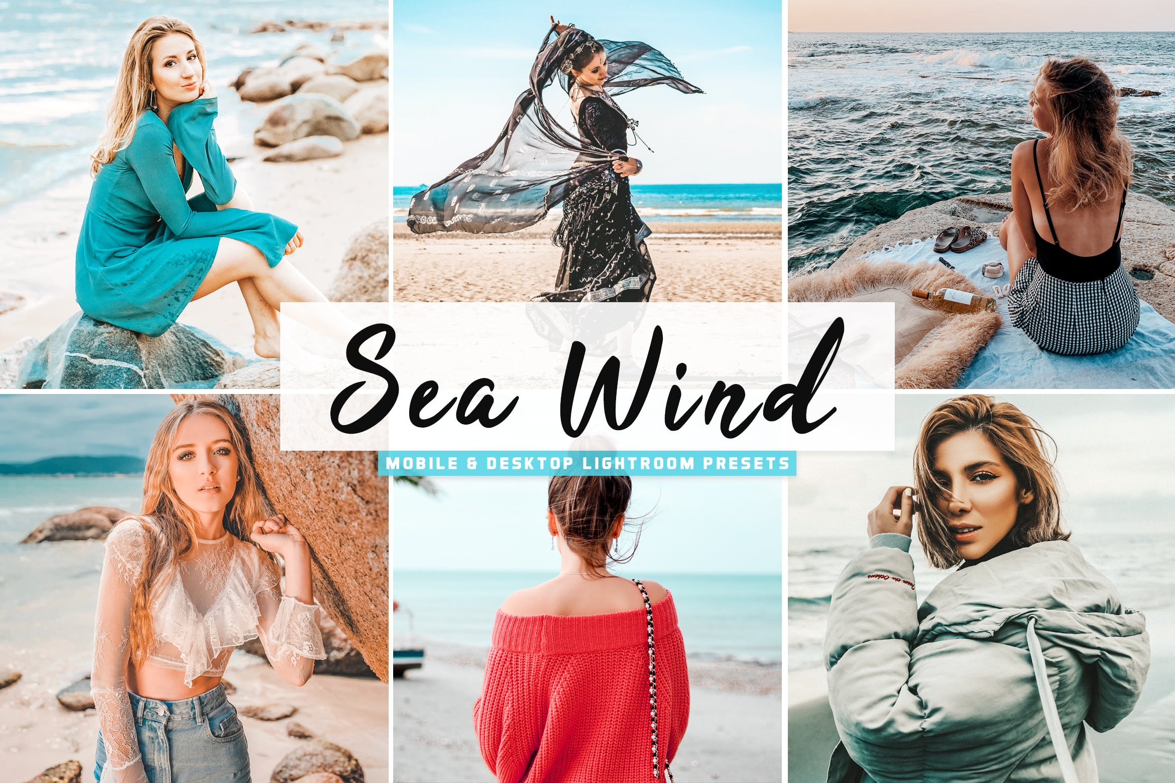 沙滩人物摄影后期调色Lightroom预设 Sea Wind Mobile & Desktop Lightroom Presets插图
