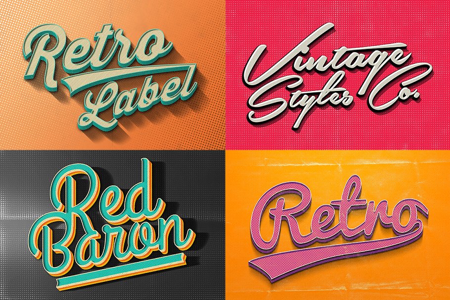 复古风格质感字体文本图层样式合集v3 Vintage Text Effects Vol.3插图(1)