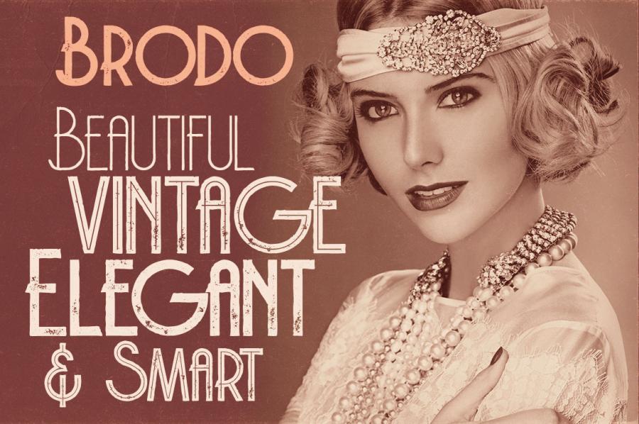 独特的复古或artdeco风格定制无衬线字体 Brodo Thin Grunge Font插图