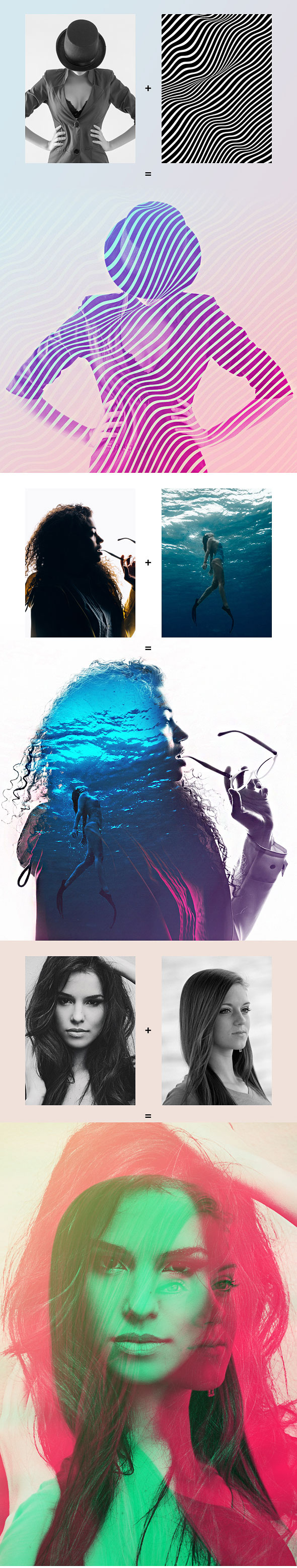 照片双重曝光处理的PS动作 Double Color Exposure Photoshop Actions V2插图(2)