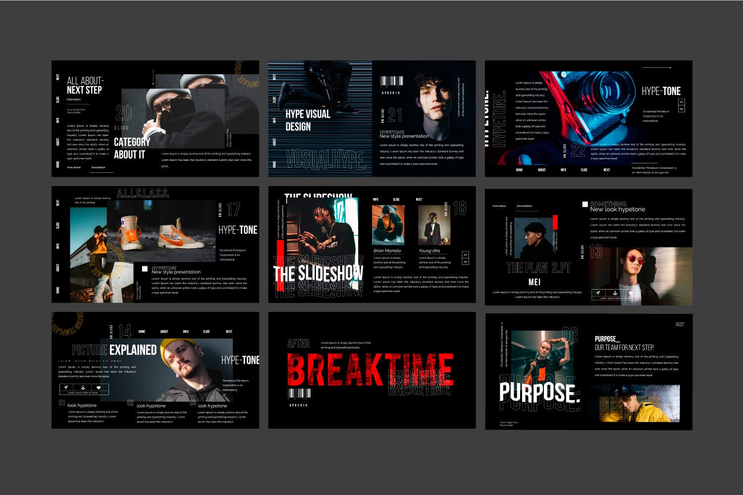 潮时尚酷黑背景Keynote幻灯片模板下载 Hypetone – Keynote插图(9)