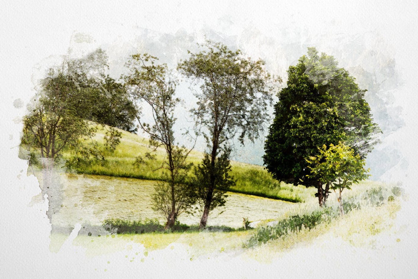 水彩绘画干笔刷效果PSD分层模板 Watercolor Dry Brush Effects插图(1)