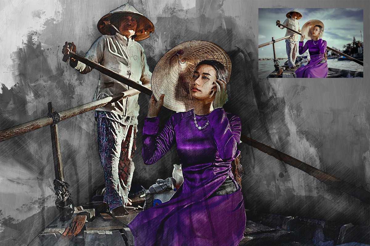 现代时尚水彩艺术Photoshop动作下载插图(7)