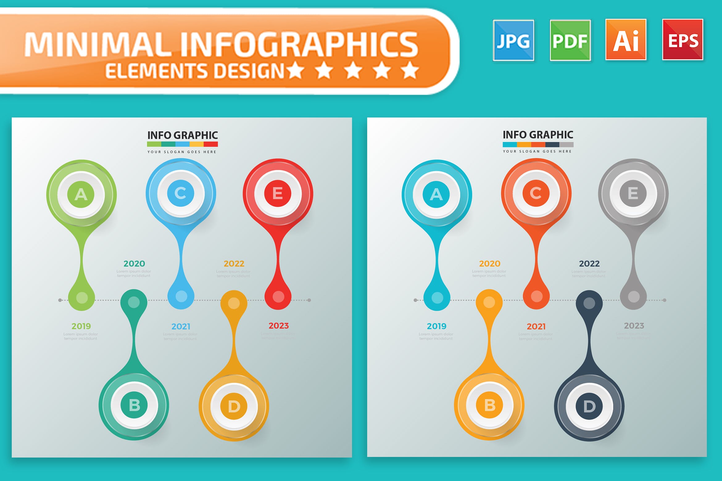 大事记时间轴/项目规划信息图表矢量图形素材库精选素材v2 Timeline Infographic Elements Design插图