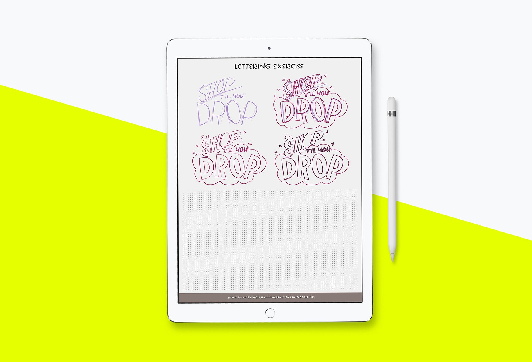 无衬线字体Procreate&PS笔刷 Sans-Serif Lettering Worksheet插图(3)