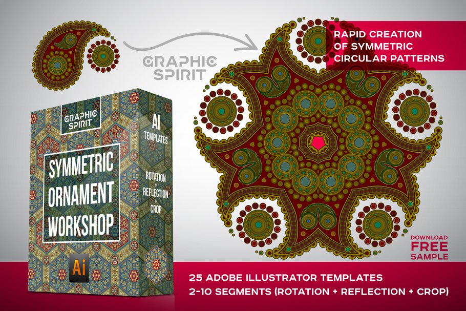 曼陀罗装饰元素AI图层模板 Ai Mandala Ornament Templates插图