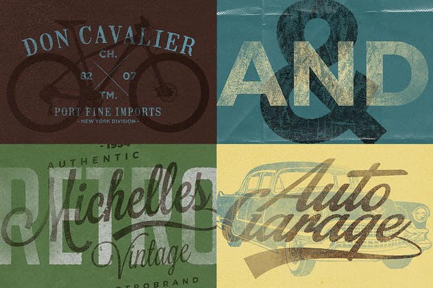 复古纸质凸版印刷纹理效果PSD分层模板 Vintage Letterpress Texture Effects插图(1)