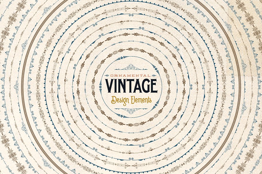 复古装饰元素AI笔刷+PS图形 Ornamental Vintage Design Elements插图(1)