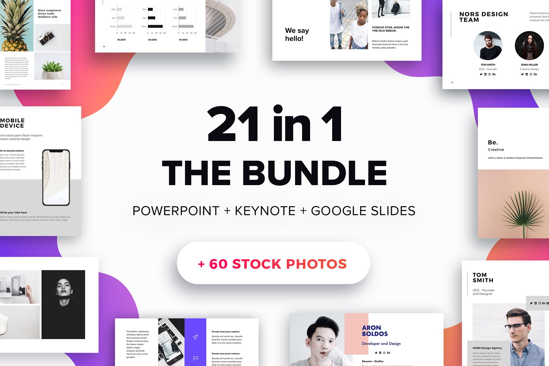 极力推荐：21合1创意产品演示 PPT&Keynote 幻灯片模板 The Bundle Presentation + 60 Photos插图