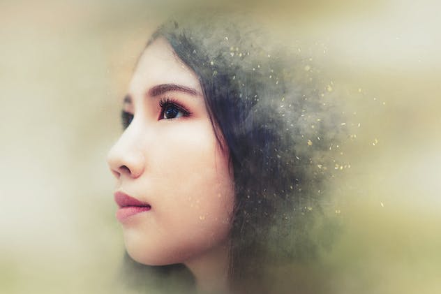 8款照片添加梦幻烟雾效果PSD分层模板 Artistic Smoke Portrait Psd Photo Effect Templates插图(2)