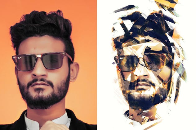 时尚几何低多边形色散照片效果PS动作 Geometric Dispersion FX Photoshop Add/On Extension插图(3)