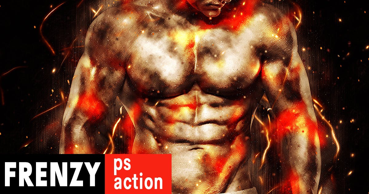 抽象炫酷火焰粒子效果照片处理PS动作 Frenzy Photoshop Action插图