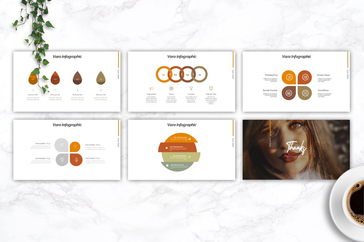 清新时尚好看的PPT幻灯片模板下载 VARA – Fashion Powerpoint Template插图(4)