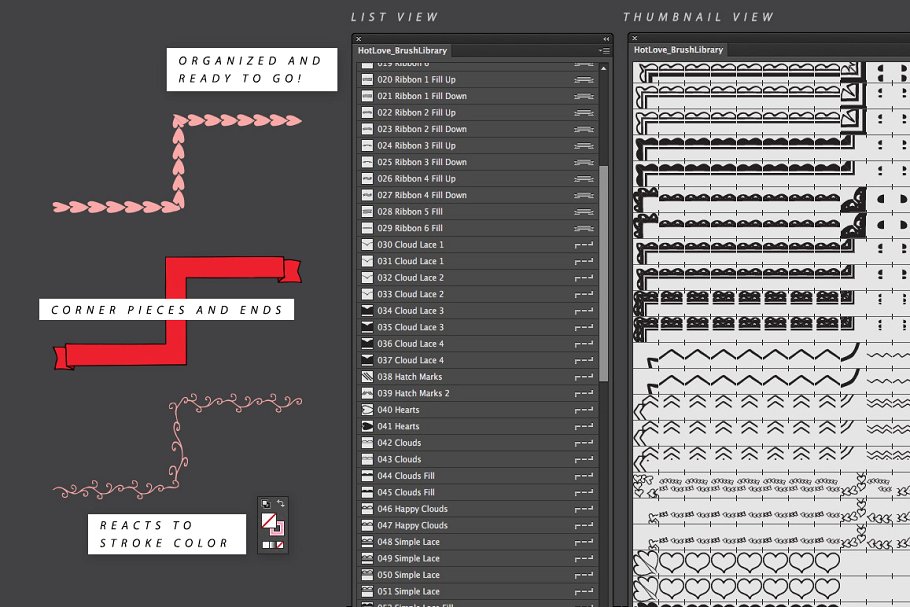 爱心爱情装饰AI笔刷 Hot Love Illustrator Brushes插图(5)