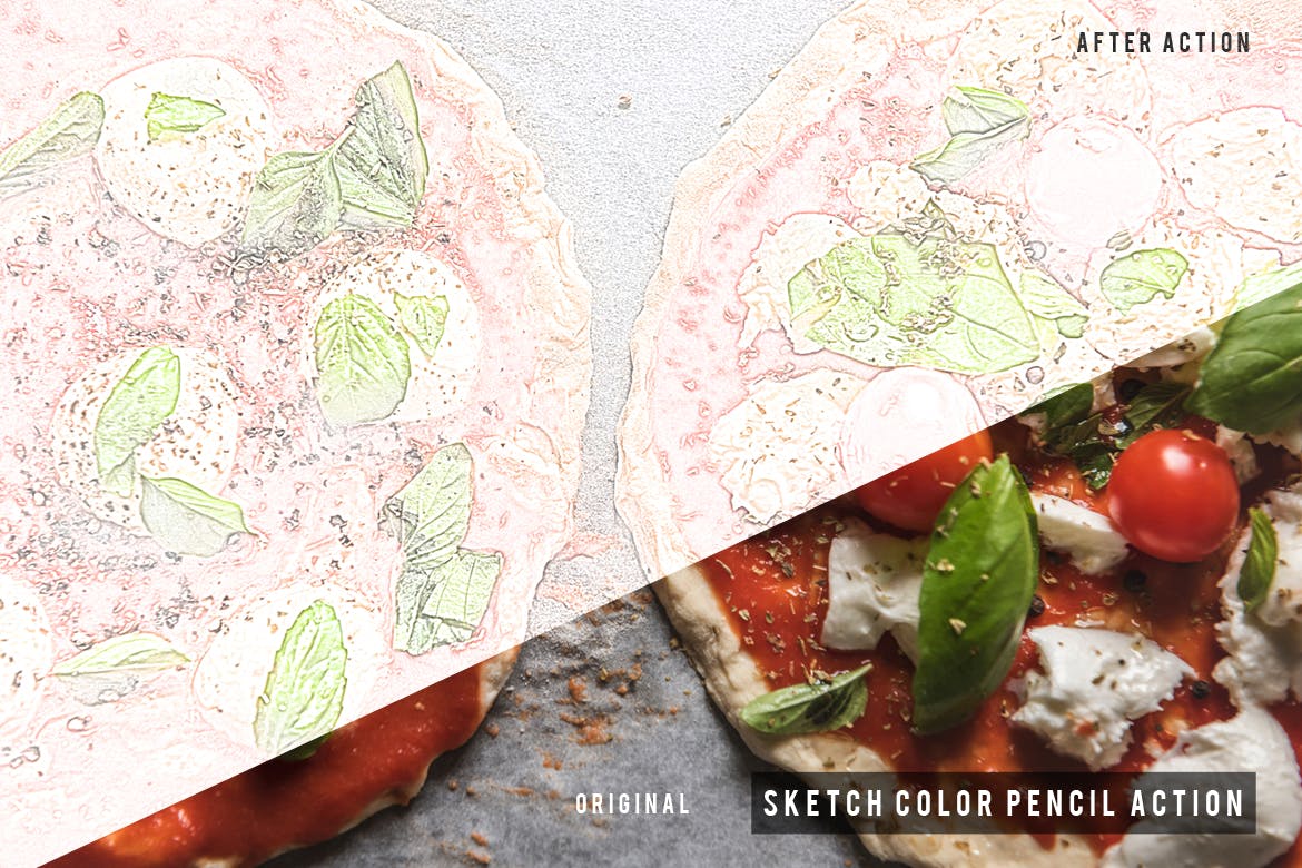 彩铅素描照片特效一键生成素材库精选PS动作 Sketch Color Pencil Action插图(2)